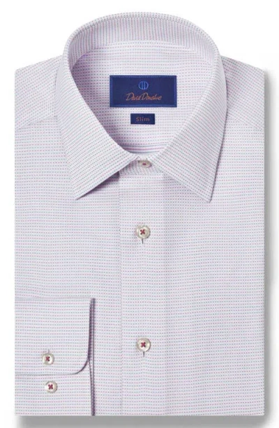 David Donahue Slim Fit Micro Dobby Dot Dress Shirt In White