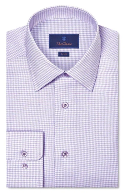 David Donahue Slim Fit Microcheck Cotton Stretch Twill Dress Shirt In Purple