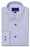 David Donahue Slim Fit Microcheck Dress Shirt In White/blue