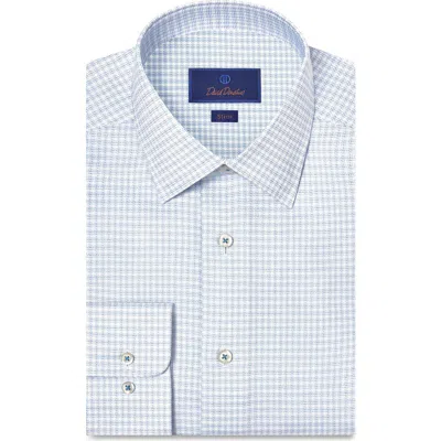 David Donahue Slim Fit Microcheck Stretch Cotton Twill Dress Shirt In Blue