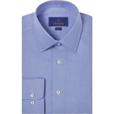 David Donahue Trim Fit Geometric Pattern Twill Dress Shirt In Blue/ Sky