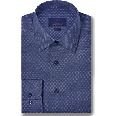 David Donahue Slim Fit Micropattern Cotton Dress Shirt In Navy