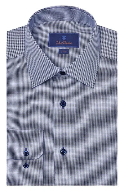 David Donahue Slim Fit Micropattern Cotton Dress Shirt In Navy