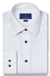 David Donahue Slim Fit Neat Stretch Cotton Dress Shirt In White