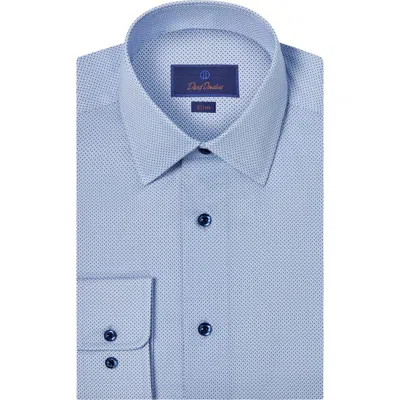 David Donahue Slim Fit Pin Dot Cotton Twill Dress Shirt In Blue