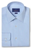 David Donahue Slim Fit Pinstripe Cotton Twill Dress Shirt In Blue