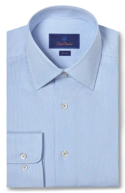 DAVID DONAHUE DAVID DONAHUE SLIM FIT PINSTRIPE COTTON TWILL DRESS SHIRT