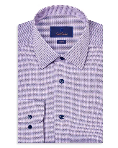 David Donahue Slim Fit Printed Dobby Dress Shirt In Purple