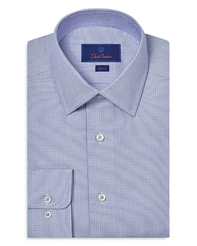 David Donahue Slim Fit Printed Dobby Dress Shirt In Blue