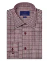David Donahue Trim Fit Glen Check Cotton Dress Shirt In Merlot