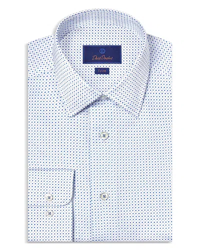 David Donahue Trim Fit Neat Cotton Herringbone Dress Shirt In Multi
