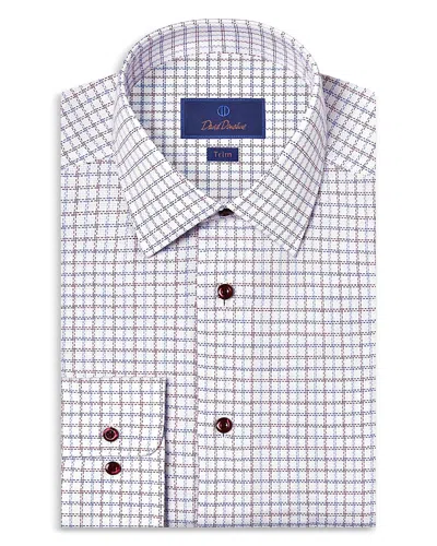 David Donahue Trim Fit Windowpane Cotton Dress Shirt In Multi