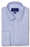 David Donahue Slim Fit Shadow Check Cotton Dress Shirt In Blue