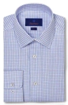 David Donahue Slim Fit Shadow Check Cotton Dress Shirt In Blue