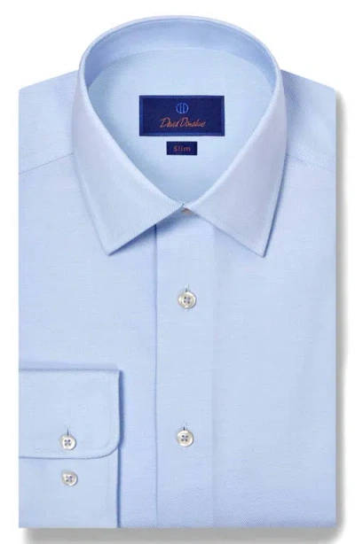 David Donahue Slim Fit Stretch Cotton Twill Dress Shirt In Blue