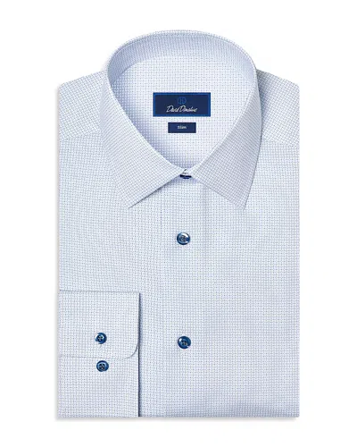 David Donahue Trim Fit Stretch Micro Geo Print Dress Shirt In Blue