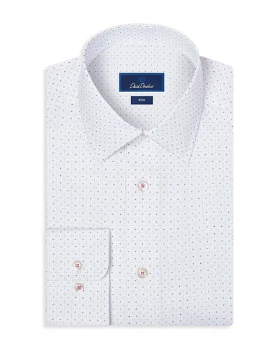 David Donahue Slim Fit Stretch Micro Neat Print Dress Shirt In White