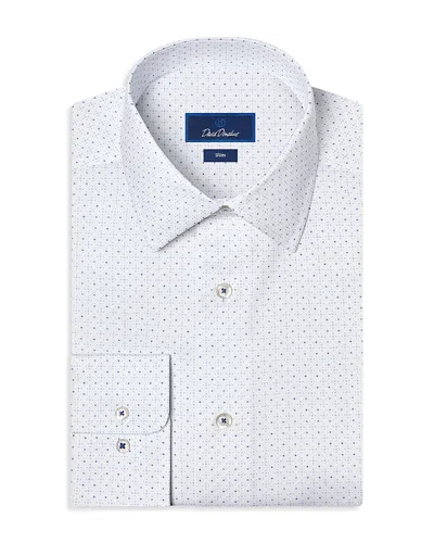 David Donahue Slim Fit Stretch Micro Neat Print Dress Shirt In Blue