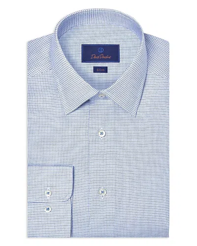 David Donahue Slim Fit Stretch Twill Micro Check Dress Shirt In Blue
