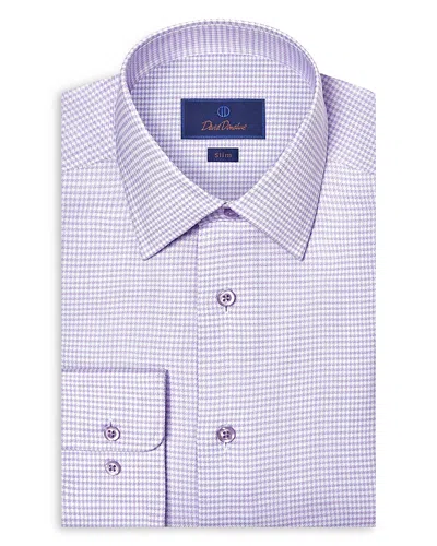 David Donahue Slim Fit Stretch Twill Micro Check Dress Shirt In Brown