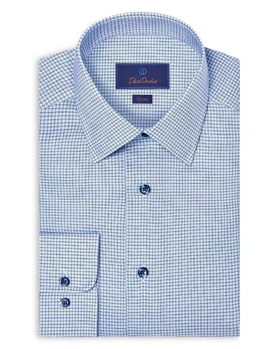 David Donahue Slim Fit Stretch Twill Micro Check Dress Shirt In Brown