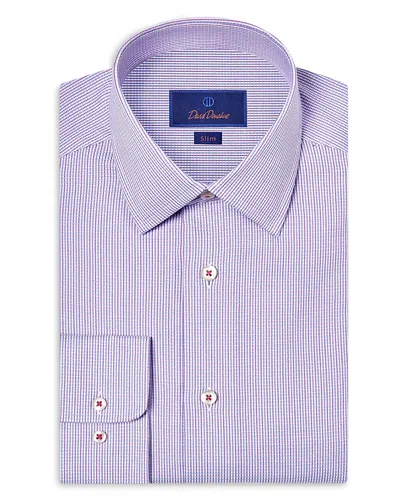 David Donahue Slim Fit Dobby Check Cotton Dress Shirt In Purple