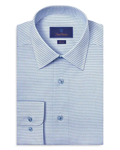 DAVID DONAHUE SLIM FIT TWILL MICRO GEOMETRIC PRINT DRESS SHIRT
