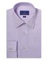 David Donahue Trim Fit Check Luxury Non-iron Dress Shirt In Sky/ Berry