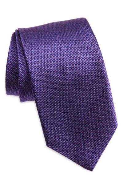 David Donahue Solid Purple Silk Tie
