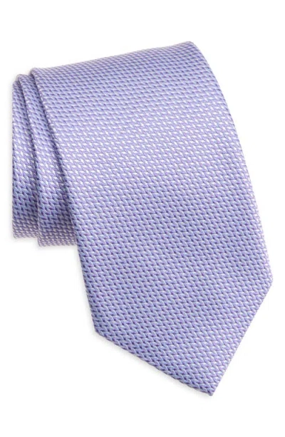 David Donahue Solid Silk Tie In Lilac