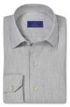 David Donahue Spread Collar Herringbone Sport Shirt In Pearl