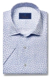 David Donahue Starfish Print Short Sleeve Linen & Cotton Button-up Shirt In Multi