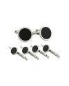 David Donahue Onyx Stud And Cufflink Set In Silver