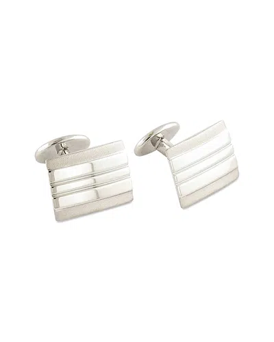 DAVID DONAHUE STERLING SILVER LINED RECTANGULAR CUFFLINKS