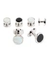 David Donahue Men's Sterling Silver, Onyx & Mother-of Pearl 3-pair Cufflink Set In Silver