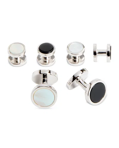 David Donahue Men's Sterling Silver, Onyx & Mother-of Pearl 3-pair Cufflink Set