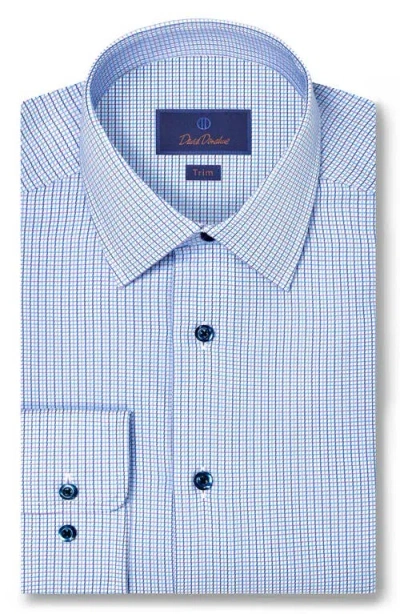 David Donahue Stripe Cotton Dobby Button-up Shirt In Blue