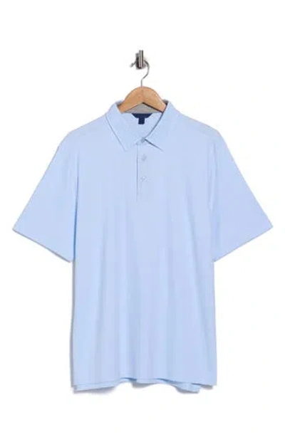 David Donahue Stripe Cotton Polo In Blue