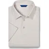 David Donahue Stripe Interlock Cotton Polo In Neutral