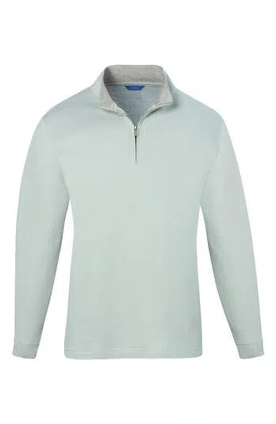 David Donahue Stripe Quarter Zip Pullover Sweater In Gray