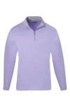 David Donahue Stripe Quarter Zip Pullover Sweater In Purple
