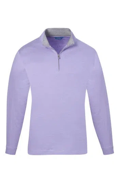 David Donahue Stripe Quarter Zip Pullover Sweater In Purple
