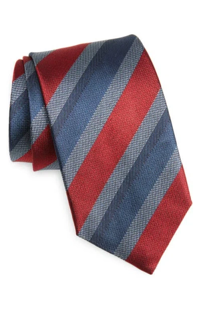 David Donahue Stripe Silk & Cotton Tie In Multi