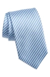David Donahue Stripe Silk Tie In Blue