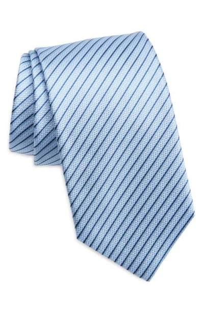 David Donahue Stripe Silk Tie In Blue