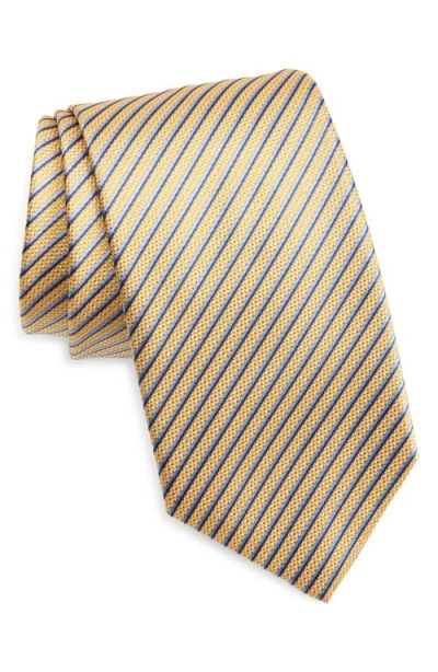 David Donahue Stripe Silk Tie In Yellow