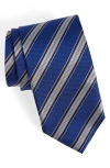 David Donahue Stripe Silk Tie In Navy