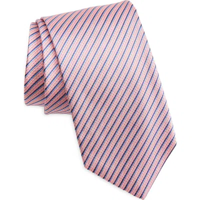 David Donahue Stripe Silk Tie In Pink