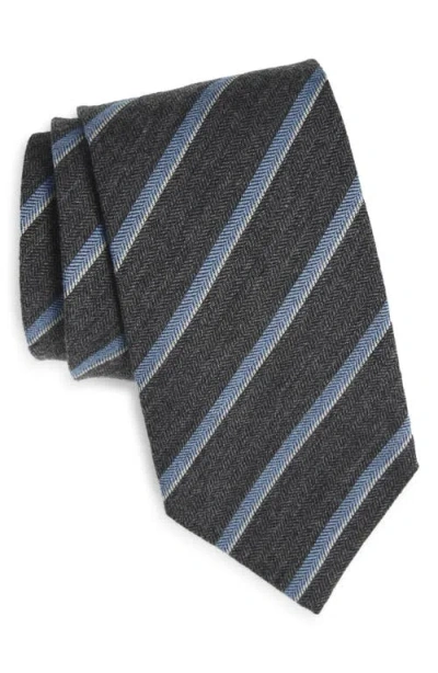 David Donahue Stripe Wool & Cashmere Blend Tie In Gray