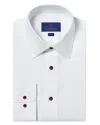 David Donahue Trim Fit Solid Cotton Dress Shirt In White/burgundy